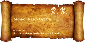 Reder Nikoletta névjegykártya